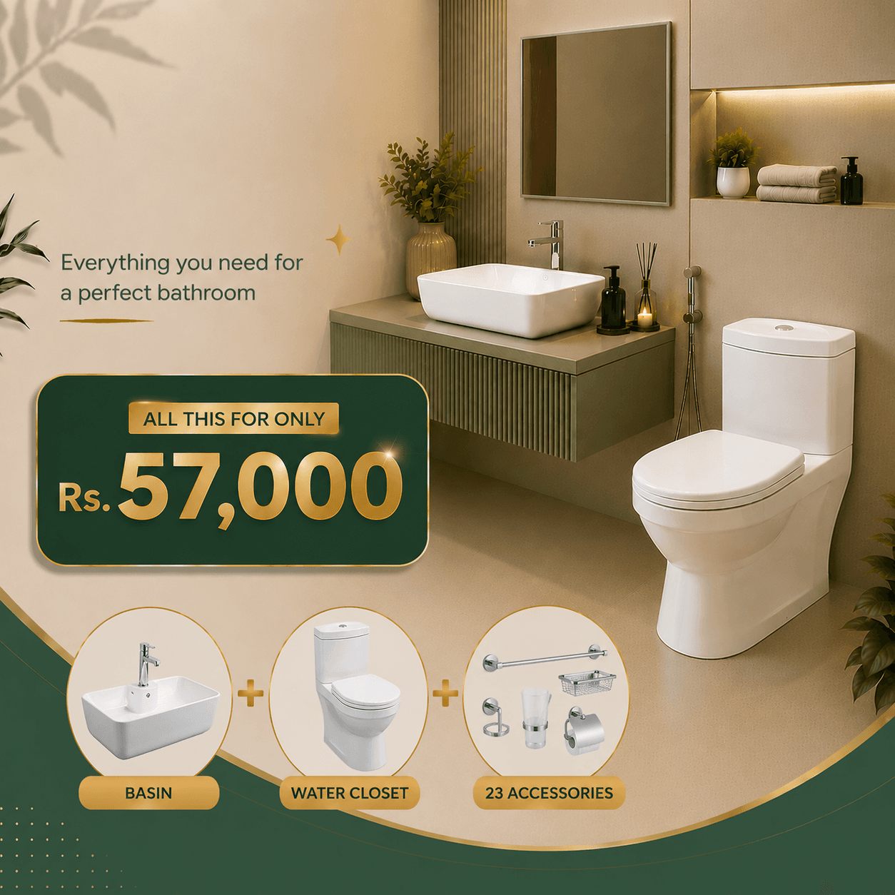 Round Commode Set – 23 Items