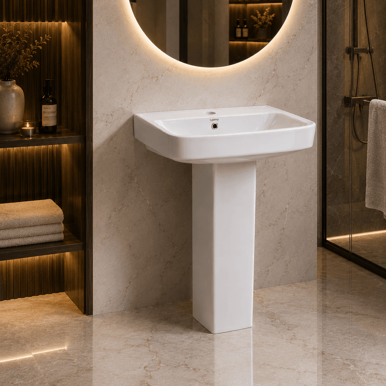Neo white basin with pedestal ceramic wash basin modern bathroom design