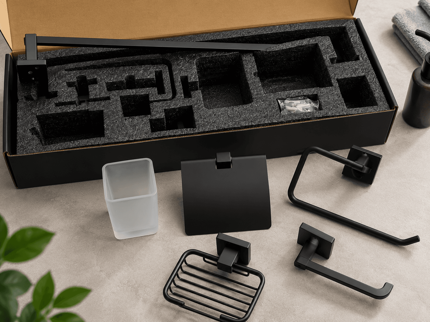 Miller 7 Piece Bathroom Accessories Set - Matte Black