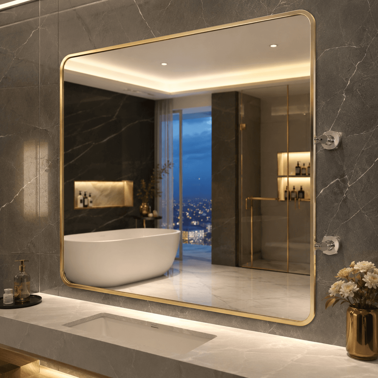 Premium Gold Frame Bathroom Mirror 80 x 60