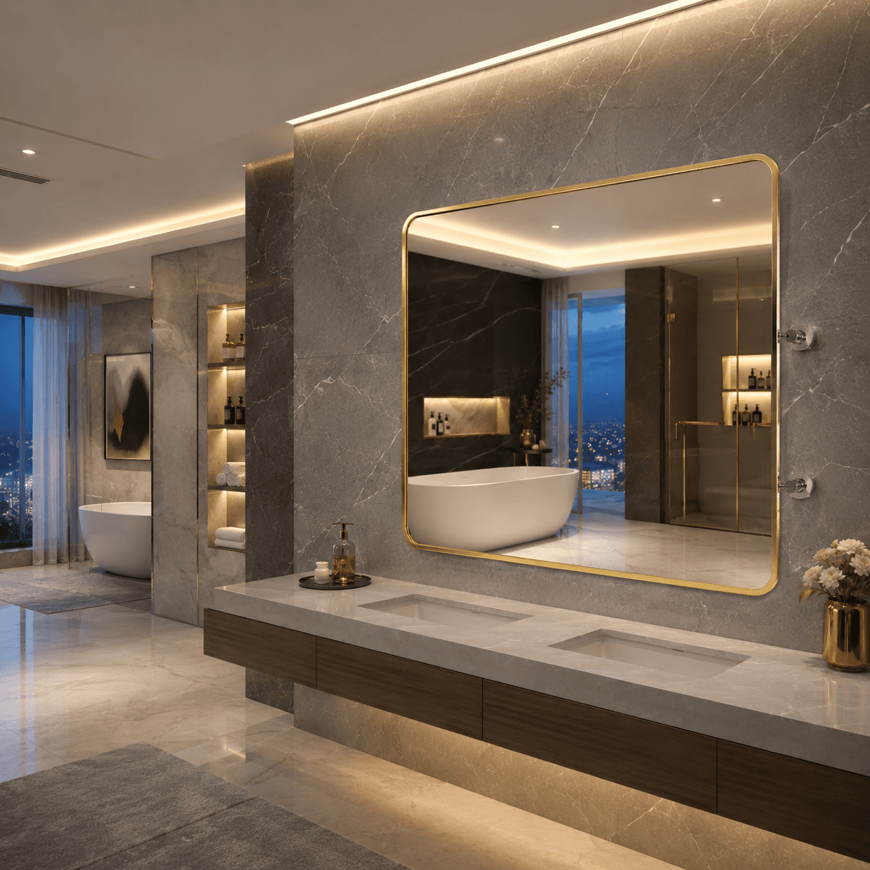 Premium Gold Frame Bathroom Mirror 80 x 60