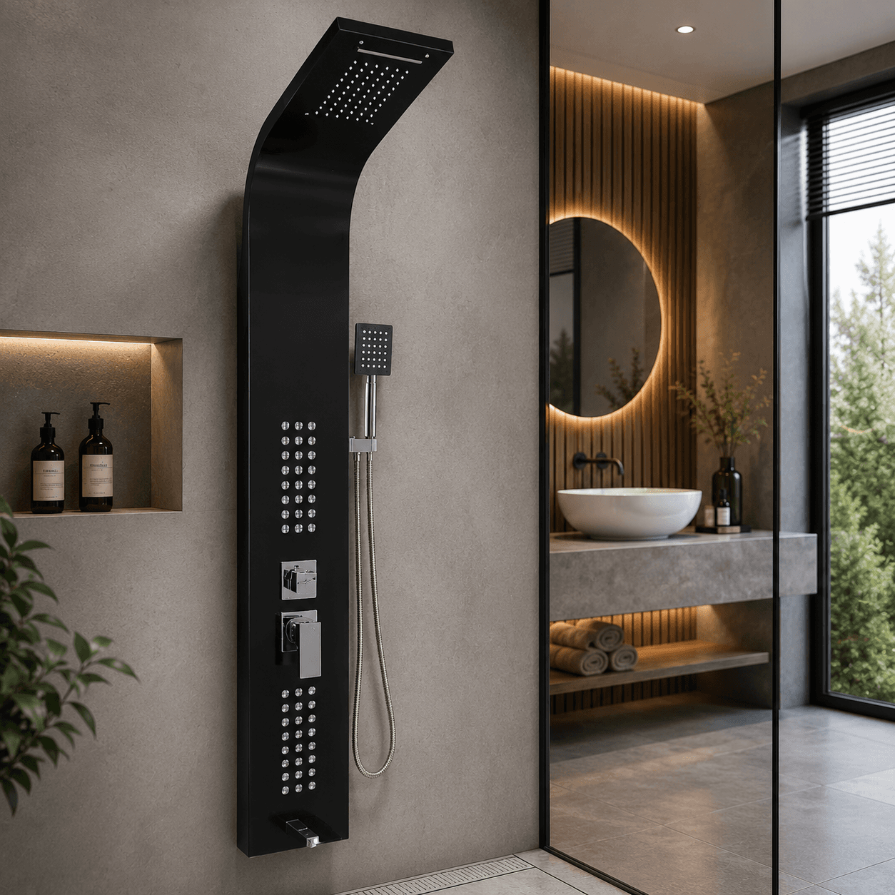 Black Glossy Shower Panel