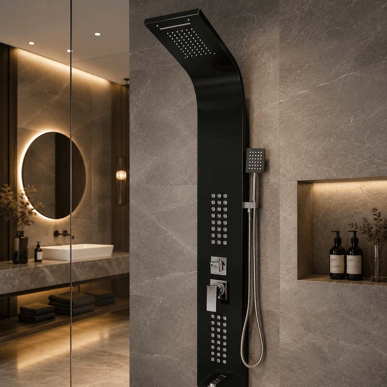 Black Glossy Shower Panel