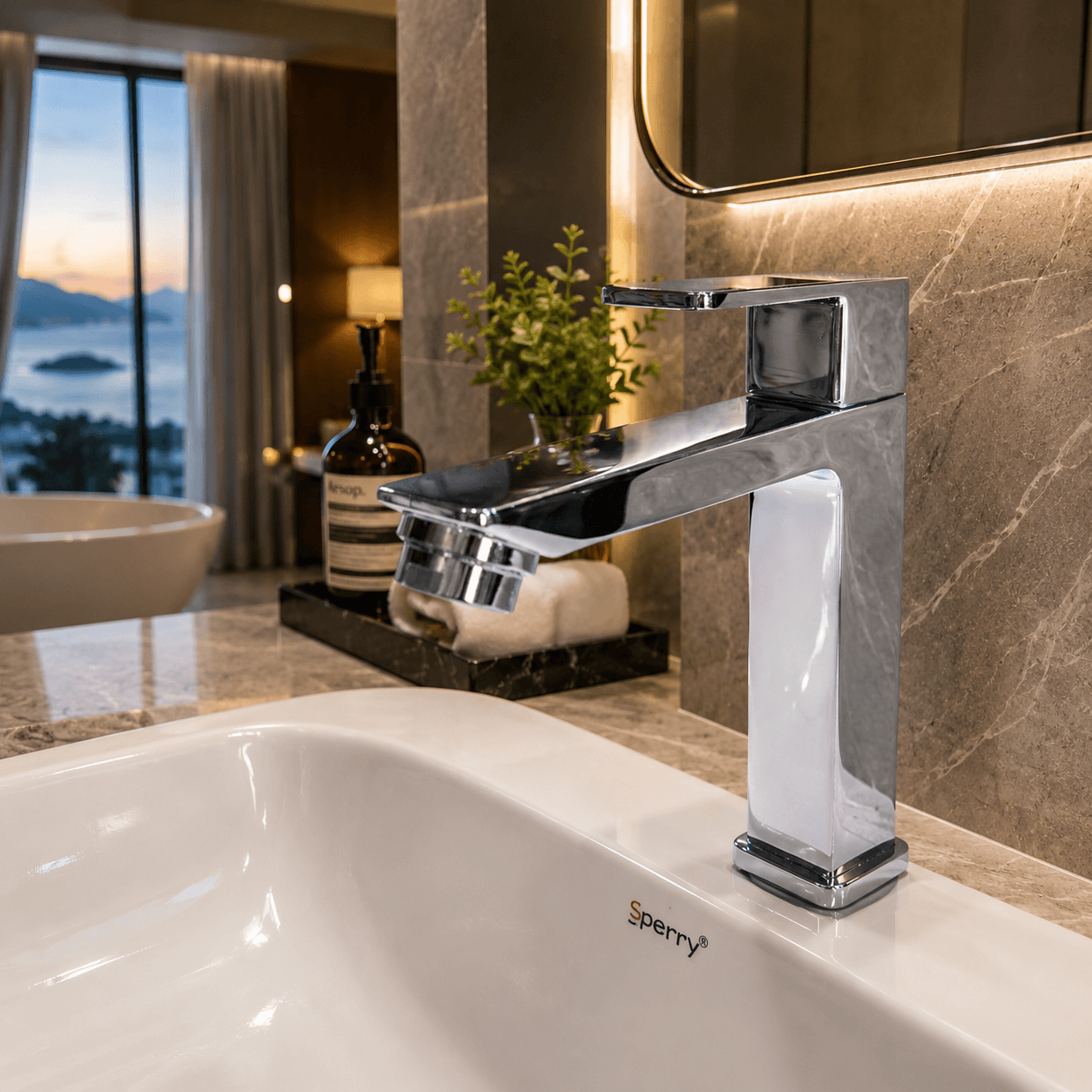 High Neck Basin Tap - Silver