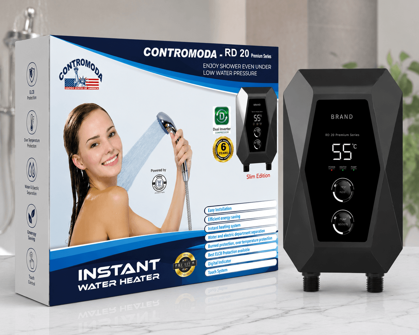 Contromoda RD 20 Premium Series Instant Water Heater with Pressure Pump