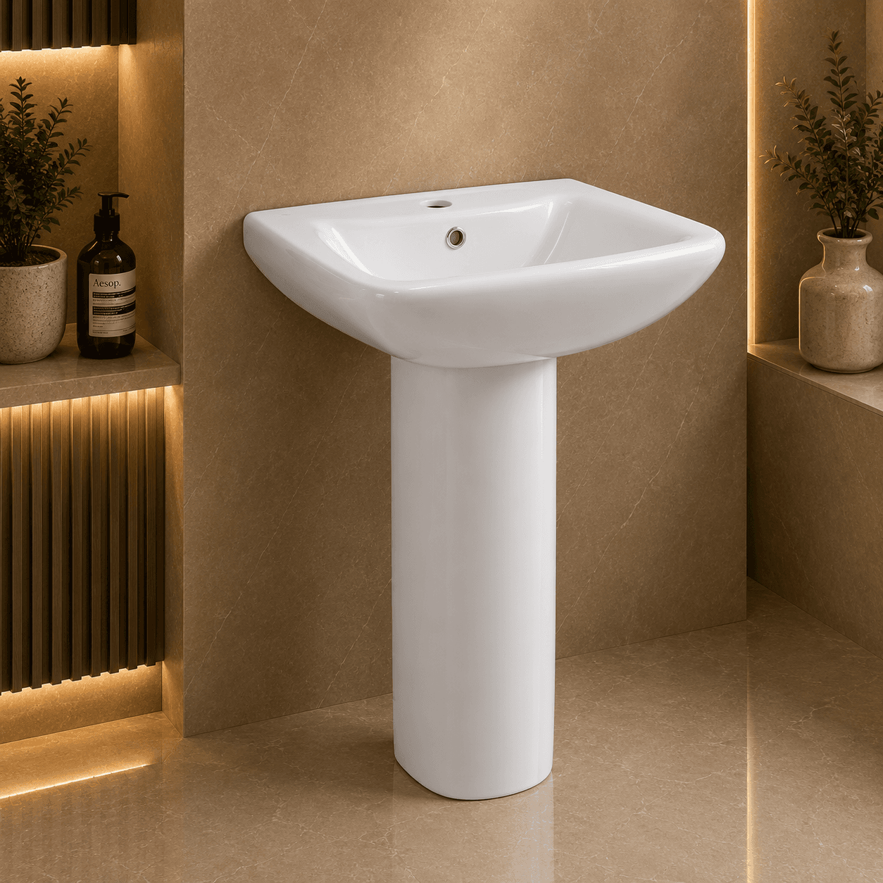 OTTO 818 white elegance pedestal basin with sleek modern bathroom design
