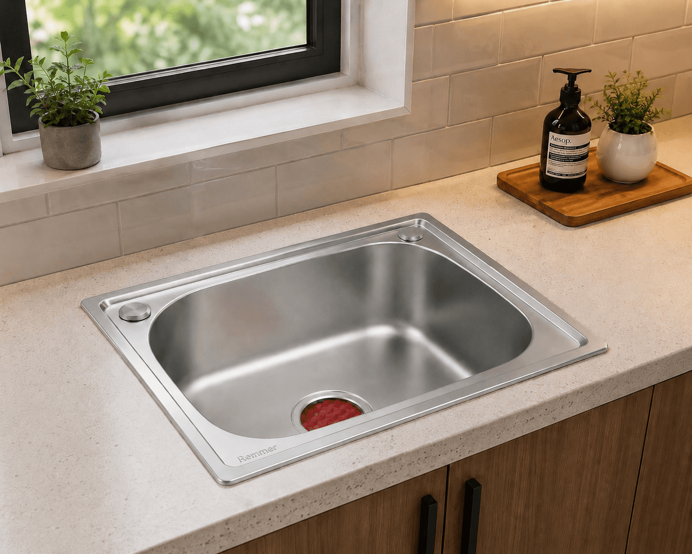 Matte Finish Single Bowl Kitchen Sink (17 X 15 Inch)