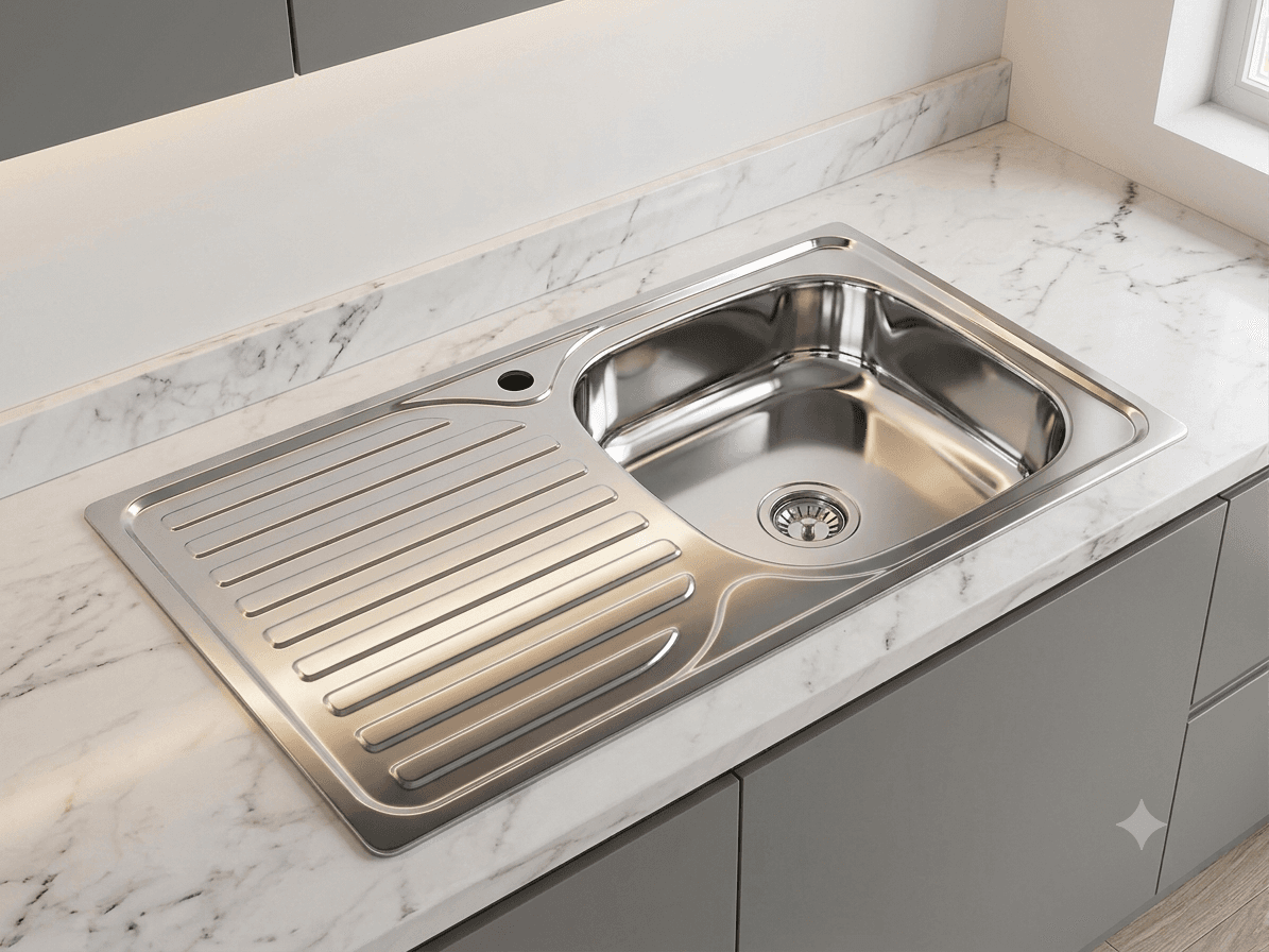 Stainless Steel Kitchen Sink with Left Drain Tray 30 x 18