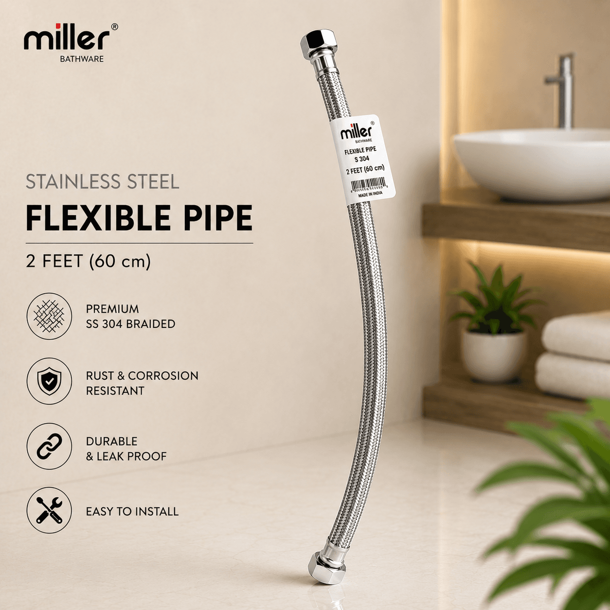 Miller Stainless Steel Flexible Cable 2ft