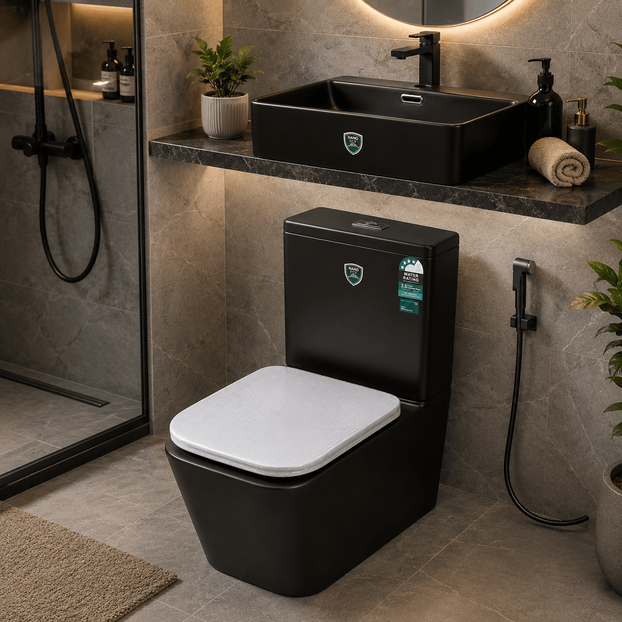 Clyte Matt Black Bathroom Set