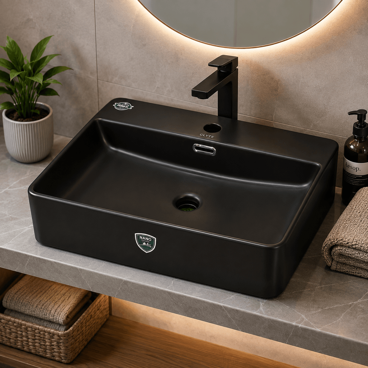 Clyte Matt Black Bathroom Set