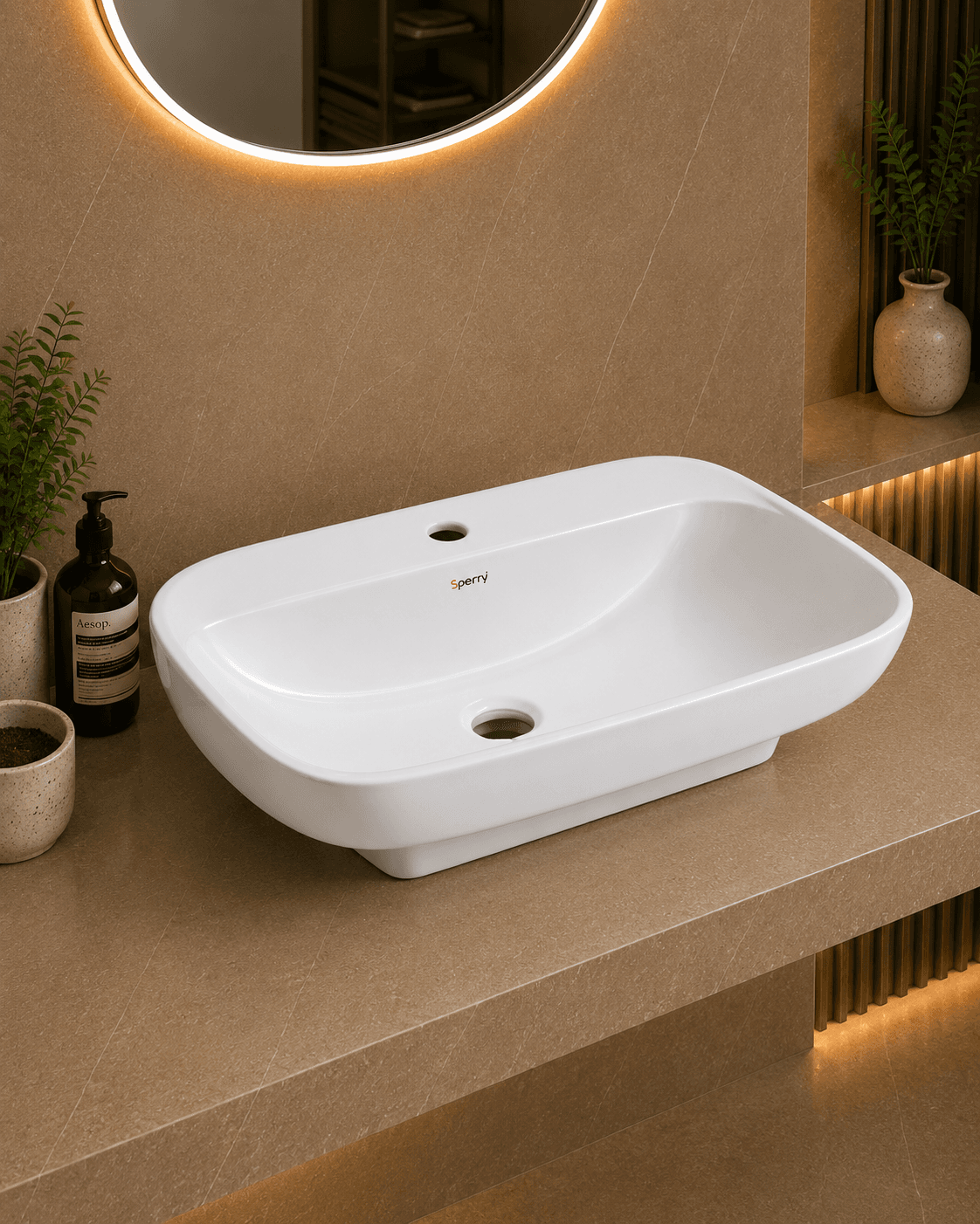 Sara table top basin modern ceramic countertop wash basin white bathroom design