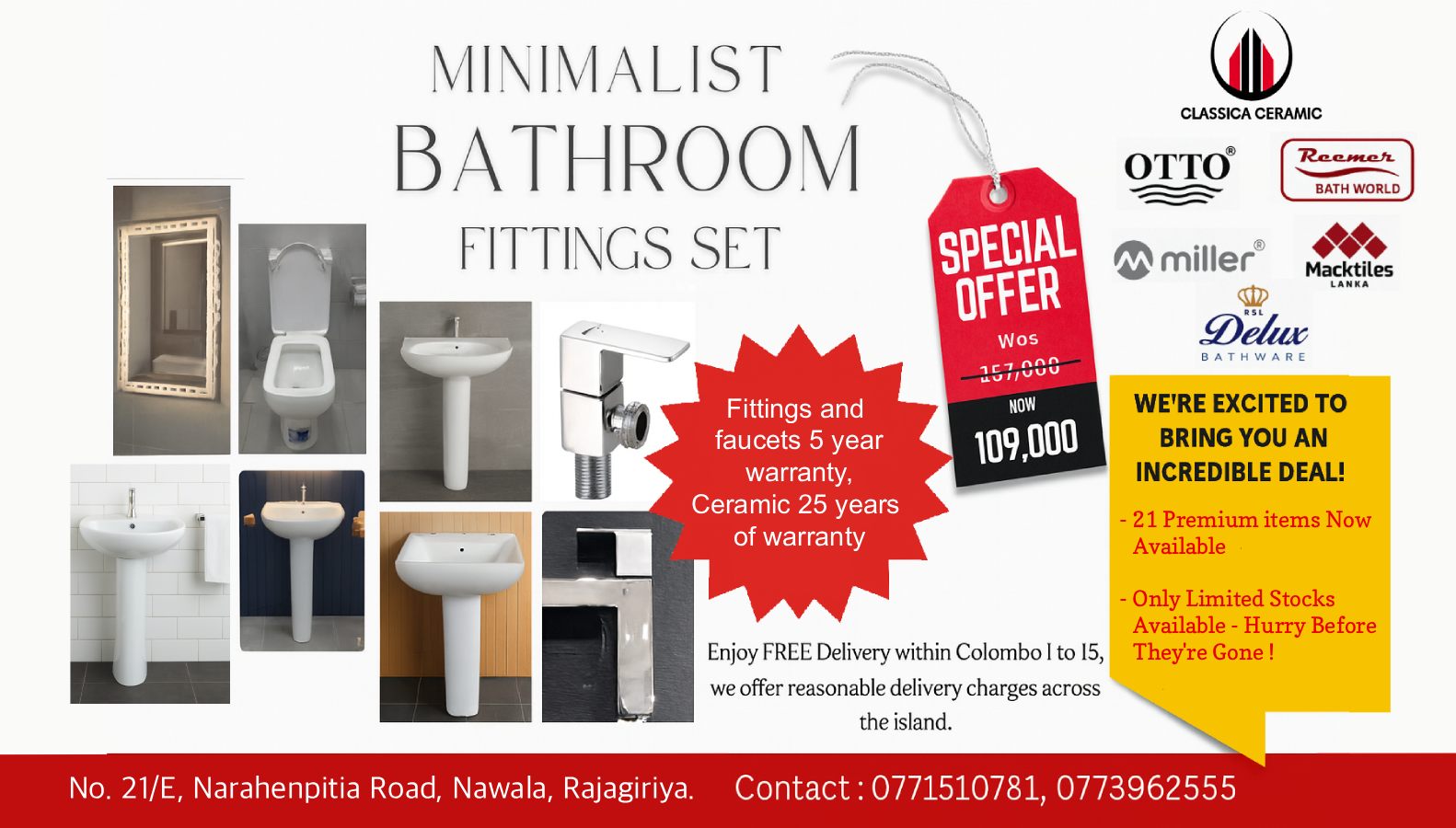 Classica Ceramic Premium Bathroom set